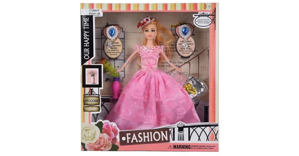 Ajánlat Fashion divatbaba kalappal, rózsaszín báli ruhában kiegészítőkkel 29 cm