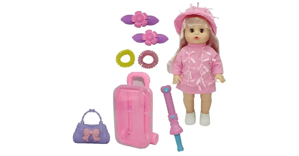 Biztonságos fizetés Melani 36 cm-es pisilő baba bőrönddel, kiegészítőkkel és hang effektekkel