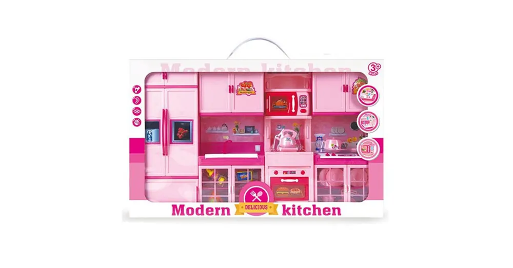 Outlet Modern Kitchen pink konyhaszett kiegészítőkkel, fénnyel és hanggal
