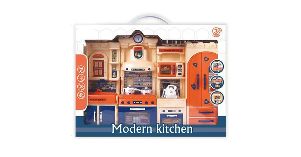 Modern Kitchen kék-narancs konyhaszett fénnyel és hanggal Biztonságos fizetés