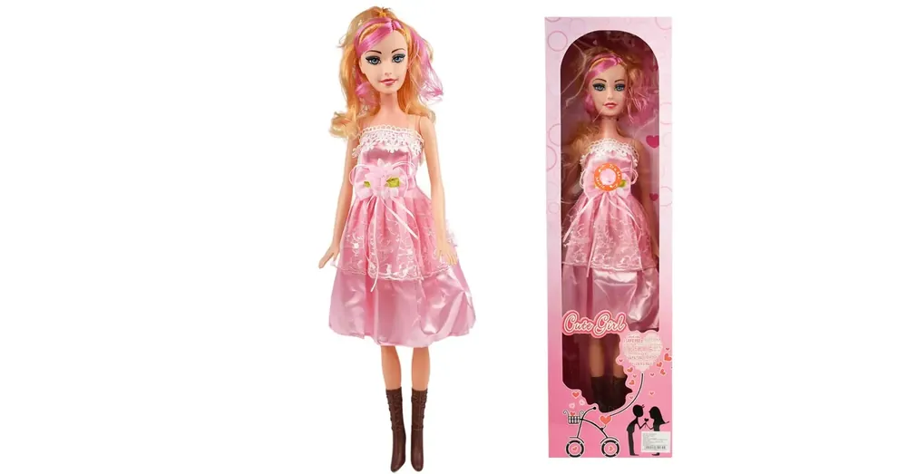 Azonnal elérhető Nicky Óriás szőke hajú divatbaba pink ruhában hangeffektekkel 56 cm