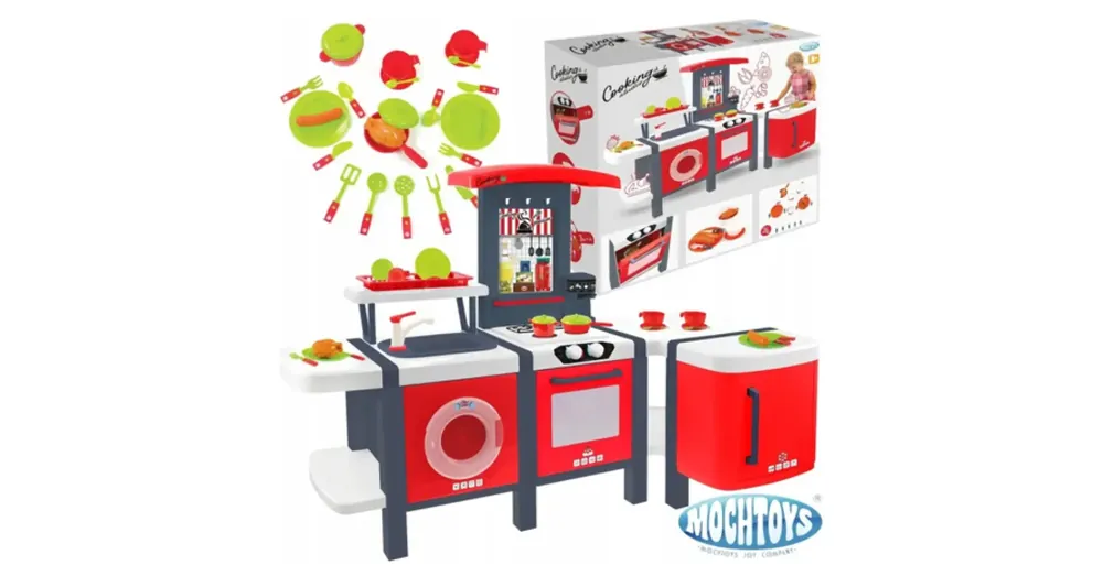 Azonnal elérhető Mochtoys Cooking Studio XXL játékkonyha 28 db kiegészítővel 141×68×101 cm