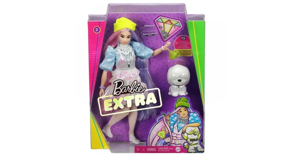 Barbie Extra Baba csillogó ruhában, kiskedvenccel – Mattel Expressz szállítás