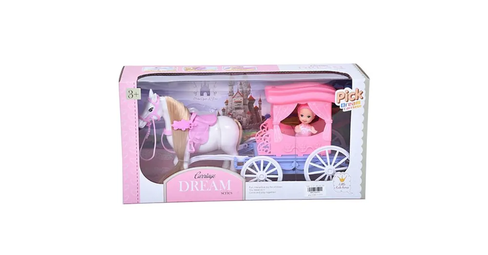 Alacsony ár Álom hintó szett lóval és 7,5 cm-es babával pink színben
