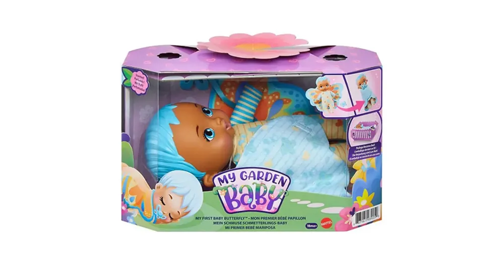 Szezonális akció My Garden Baby Édi-Bébi ölelnivaló kék pillangó baba 23 cm – Mattel
