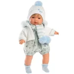 Llorens Sasha 38 cm-es síró baba kék-fehér sapiban Ajánlat
