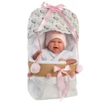 Llorens Mimi újszülött 40 cm-es síró kislány baba pólyában Szuper akció