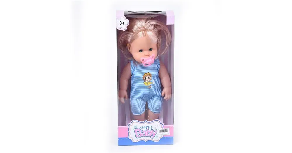 Biztonságos fizetés Szőke hajú baba hanggal és cumival 35 cm