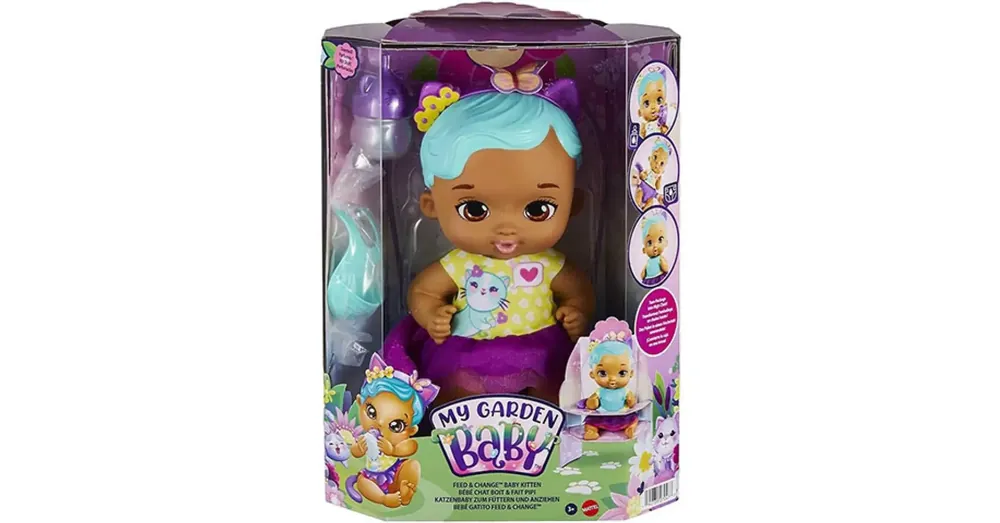 Szuper akció My Garden Baby Édi-Bébi gondoskodás – Türkiz cica baba 30 cm – Mattel