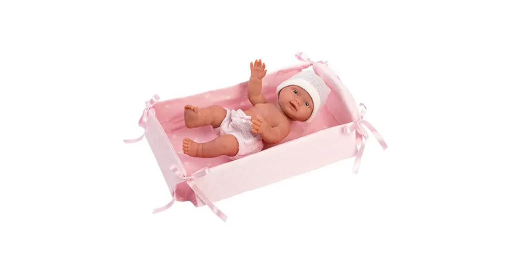 Azonnal elérhető Llorens Bebita 26 cm-es kislány baba kisággyal