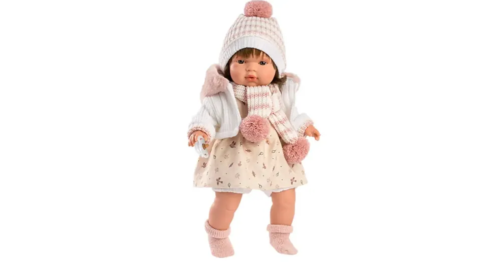 Llorens Lola síró baba cumival, sapkával és sállal 38 cm Alacsony ár