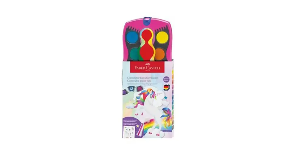 Vedd meg most Faber-Castell Vízfesték 12 db-os szett unikornis matricákkal és szivárványos csillámmal