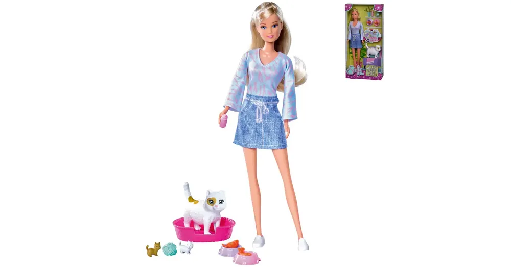 Prémium Steffi Love Szőke hajú Steffi baba cicákkal és kiegészítőkkel 29 cm – Simba Toys