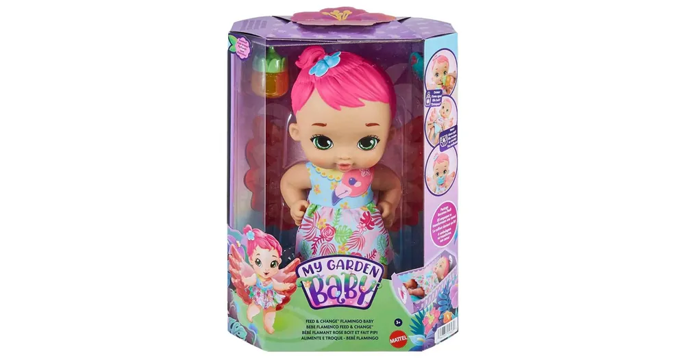 My Garden Baby Édi-Bébi gondoskodás – Rózsaszín flamingó baba 30 cm – Mattel Azonnali szállítás