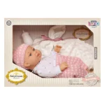 Vásárlói kedvenc Baby Dream Csecsemőbaba pink ruhában kiegészítőkkel 35 cm-es