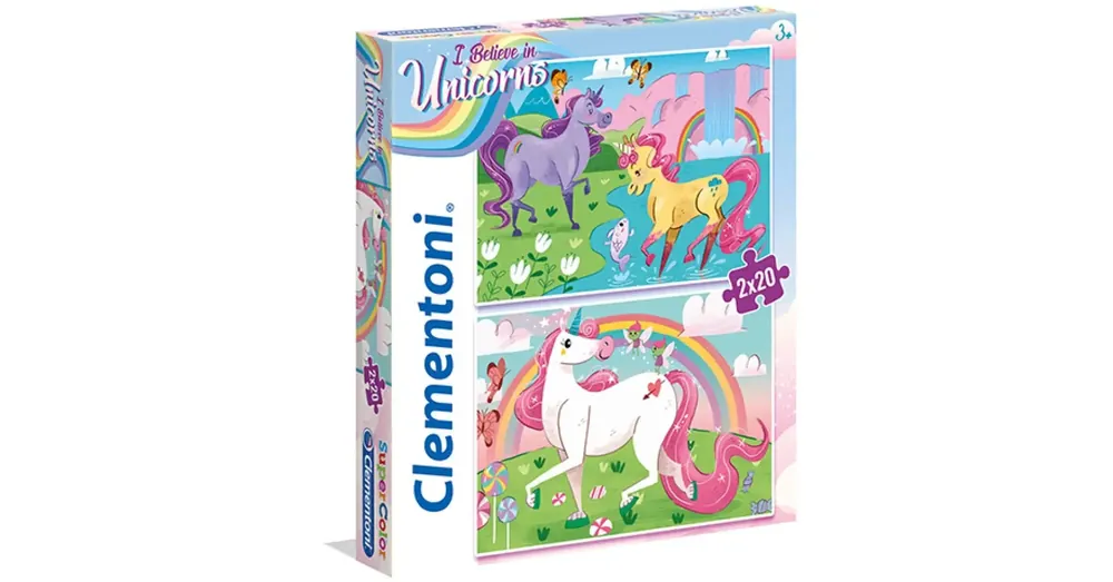 Hiszek az unikornisokban Supercolor 2 az 1-ben puzzle 2×20 db-os – Clementoni Szezonális akció