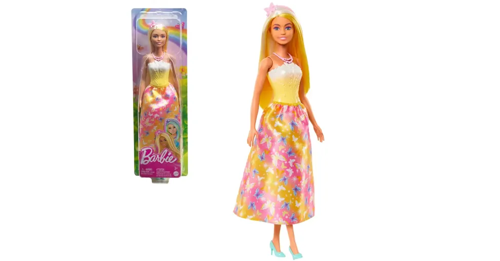 Barbie Dreamtopia Hercegnő baba sárga-rózsaszín pillangós ruhában – Mattel Olcsóbb