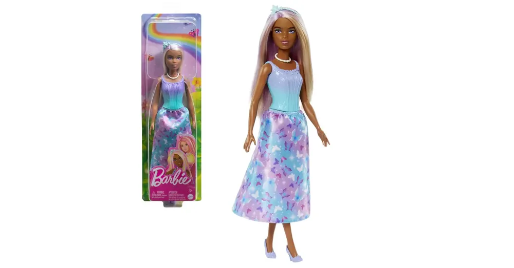 Legnépszerűbb Barbie Dreamtopia Hercegnő baba kék-lila pillangós ruhában – Mattel