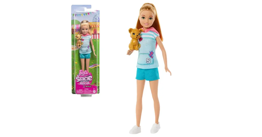 Vedd meg most Barbie Stacie to the Rescue – Világosbarna hajú baba kiskutyussal – Mattel