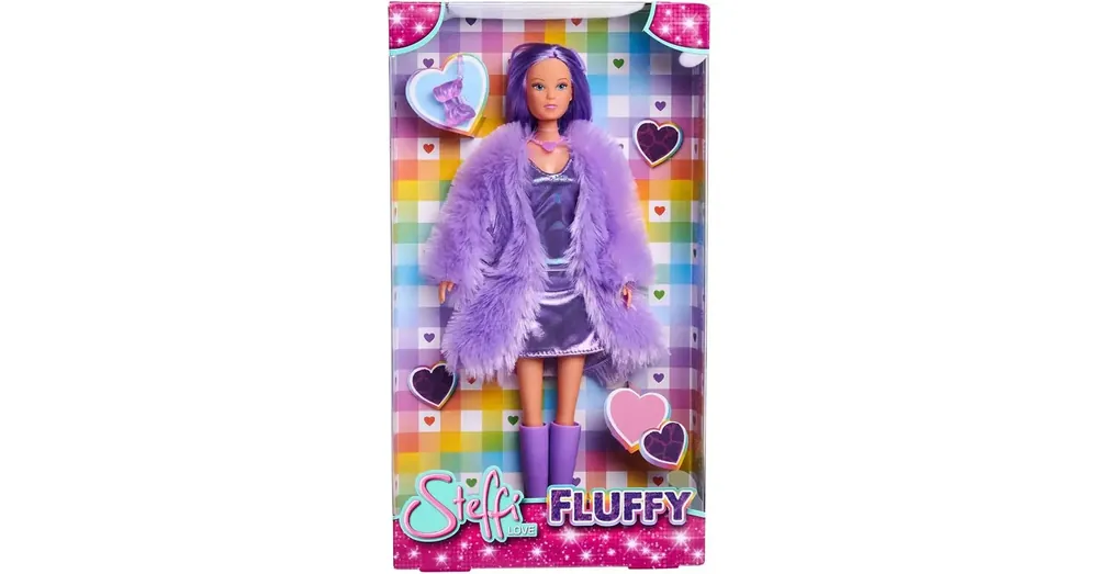 Kiárusítás Steffi Love Fluffy divatbaba lila ruhában – Simba Toys