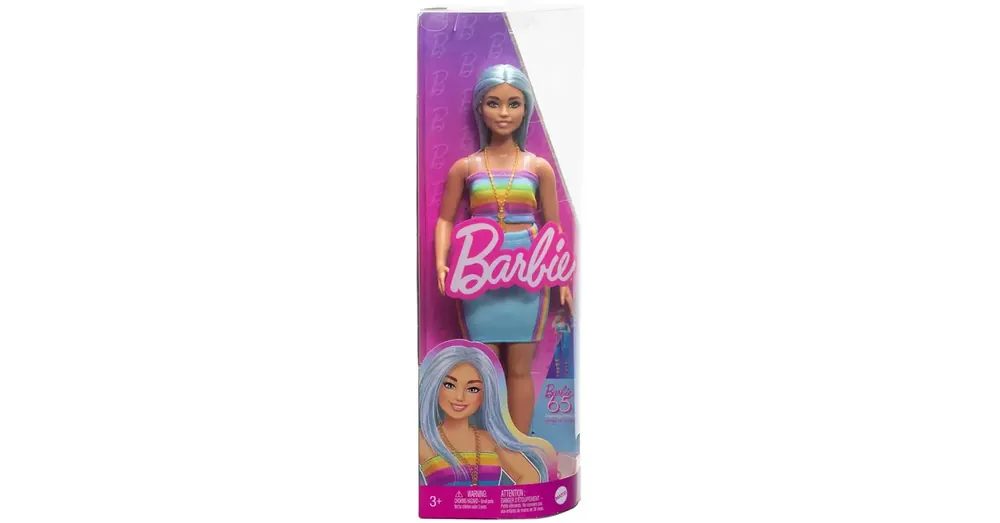 Legjobb ár Barbie Fashionista stílus baba színes csíkos ruhában – Mattel