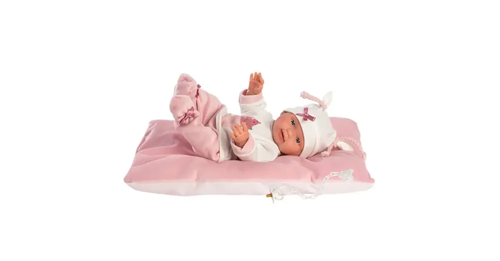 Azonnal elérhető Llorens Bebita újszülött 26 cm-es baba rózsaszín párnával