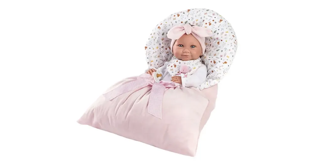 Llorens 38 cm-es újszülött lány baba rózsaszín hálózsákkal Vedd meg online