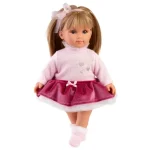Llorens Elena 35 cm-es baba piros szoknyában Azonnal elérhető