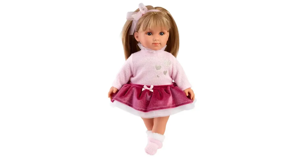 Llorens Elena 35 cm-es baba piros szoknyában Azonnal elérhető