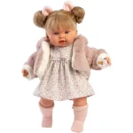 Llorens Alexandra 42 cm-es baba hanggal szőrös kabátban Expressz kézbesítés