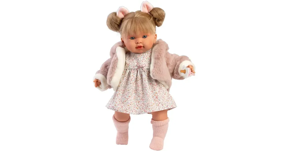 Llorens Alexandra 42 cm-es baba hanggal szőrös kabátban Expressz kézbesítés