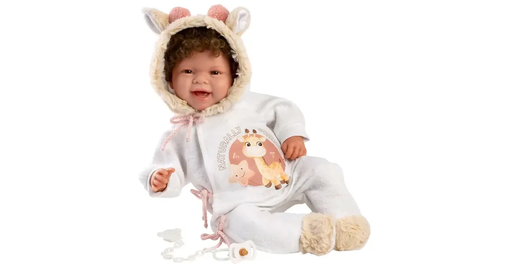 Llorens Tala Sonrisas 44 cm-es újszülött baba hanggal zsiráfos ruhában Kiárusítás