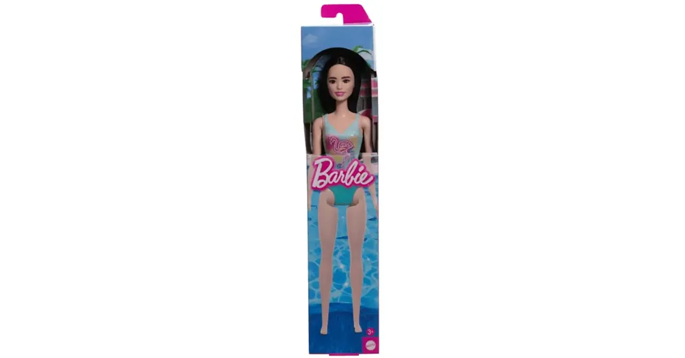 Outlet Barbie Beach baba kék mintás fürdőruhában – Mattel