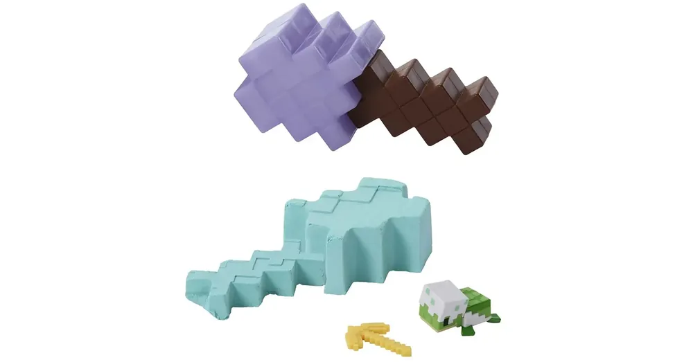 Olcsóbb Minecraft Reveal Turtle minifigura lila kard alakú tárolóban – Mattel