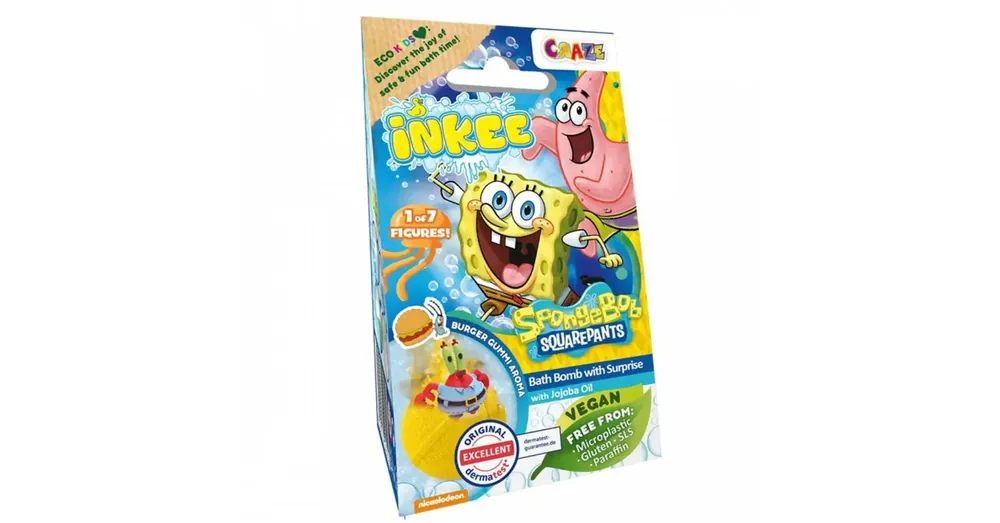 Újdonság Craze Inkee Vegán fürdőgolyó csomag gyűjthető Spongyabob mesefilm figuráikkal