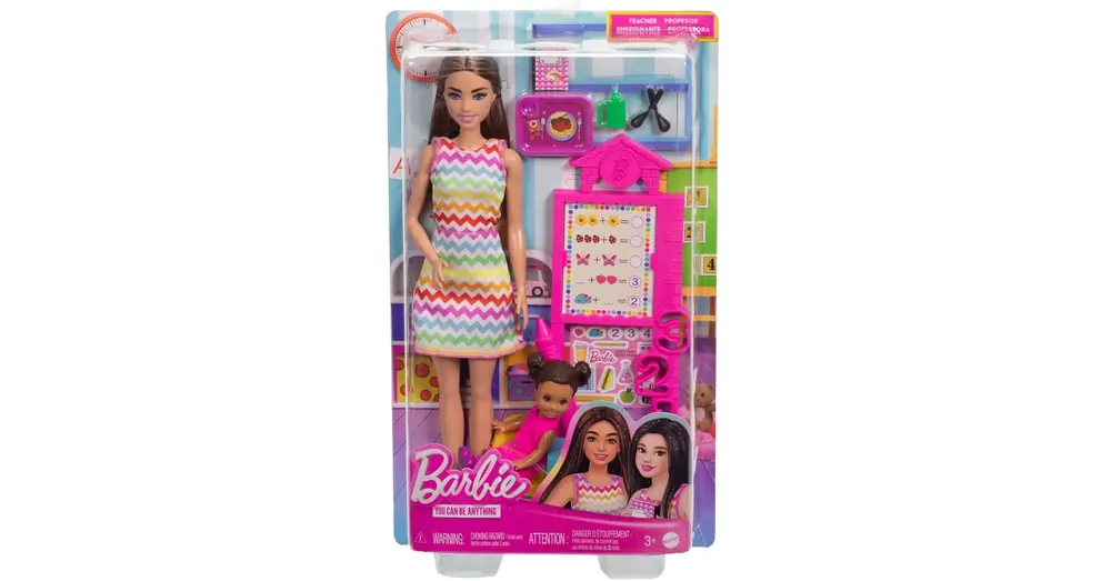 Barbie barna hajú tanárnő karrierbaba játékszett kiegészítőkkel- Mattel Népszerű