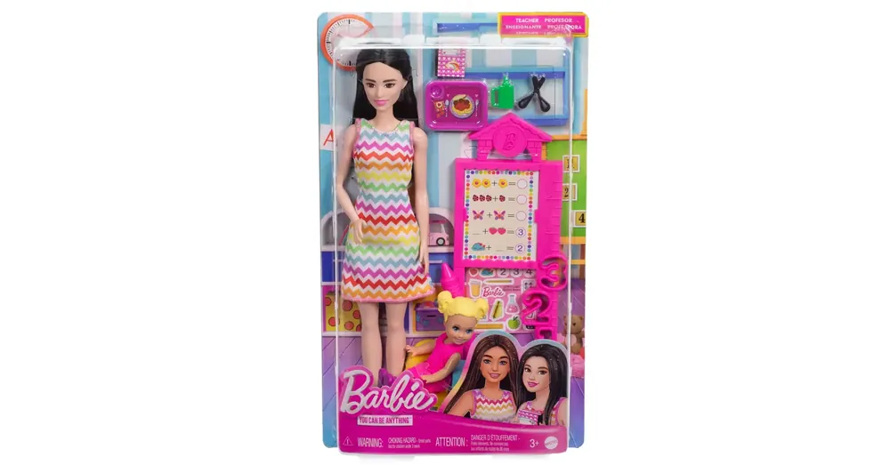 Barbie tanárnő karrierbaba játékszett szőke hajú kisgyerekkel – Mattel Legjobb ár