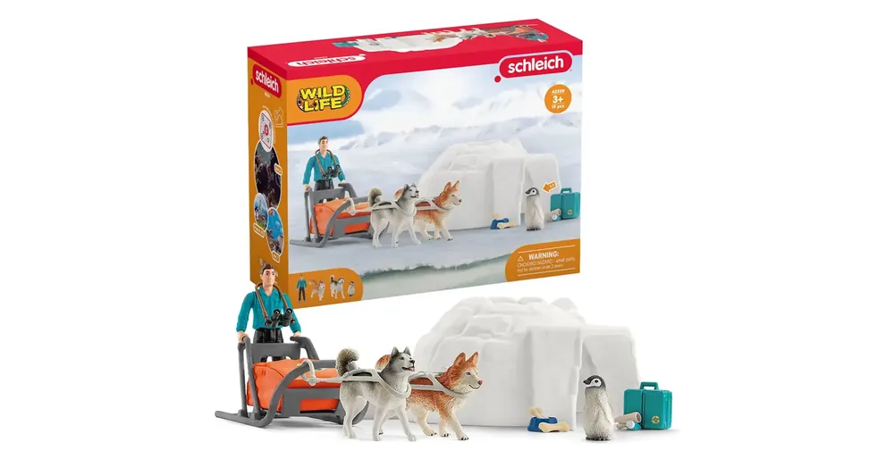 Schleich Wild Life – Antarktiszi expedíció játékszett figurákkal és kutyaszánnal (42558) Prémium
