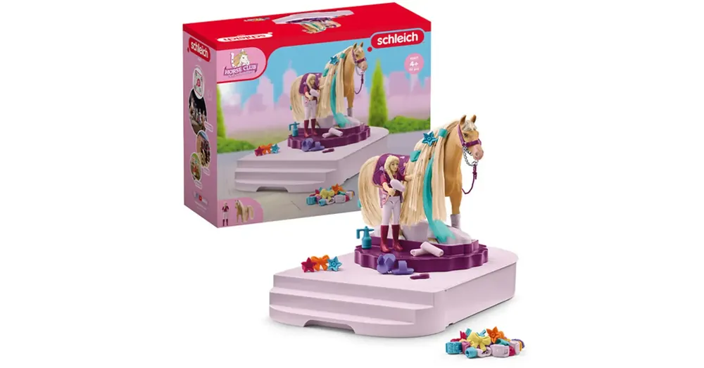 Schleich Horse Club – Lóápoló és szépítő állomás játékszett (42617) Szuper ajánlat