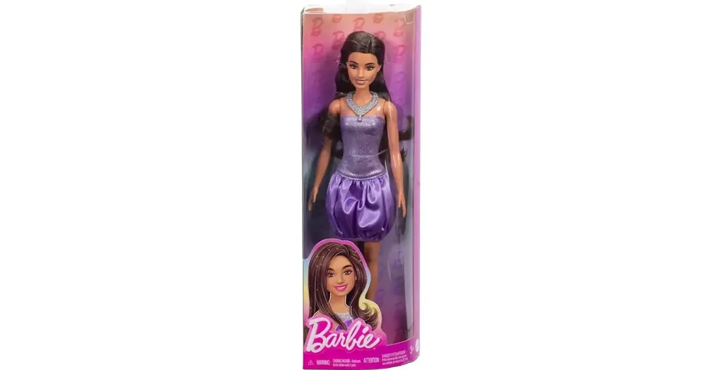 Barbie Fashionista stílusos baba lila ruhácskában – Mattel Legnépszerűbb