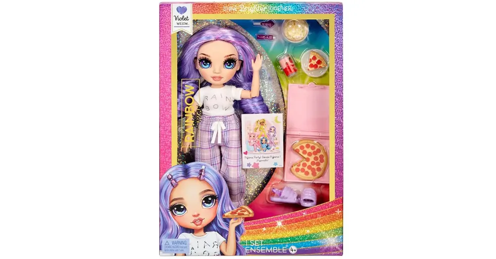 Gyors kiszállítás Rainbow High Jr Pizsiparti Violet divat baba
