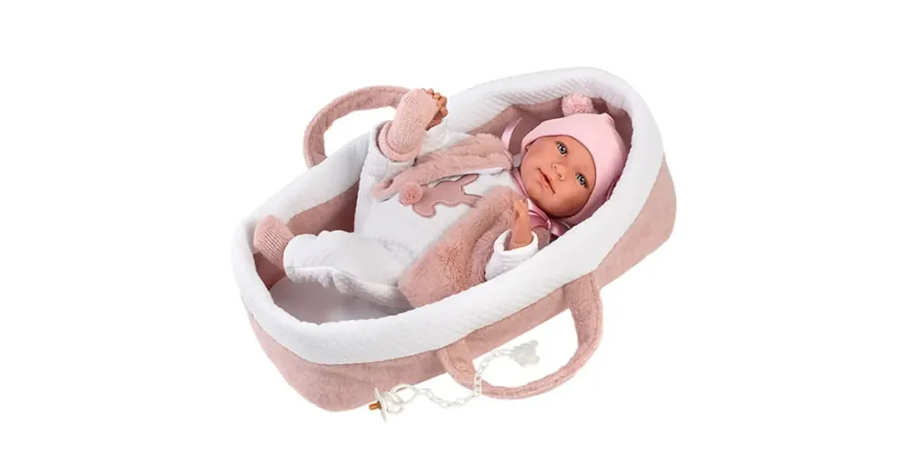 Kedvezményes ár Llorens Mimi újszülött 40 cm-es síró kislány baba hordozóval
