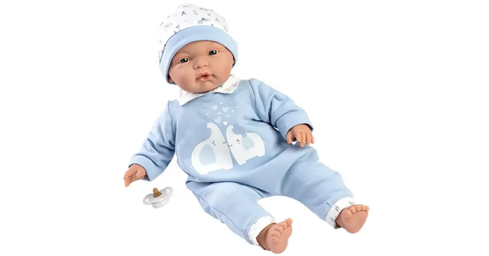 Biztonságos fizetés Llorens Joel baba elefántos rugdalózóban 38 cm
