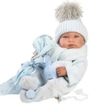Llorens Tino 43 cm-es újszülött fiú baba kék babapléddel, cumival és 3 db különböző ruhával Kedvezmény