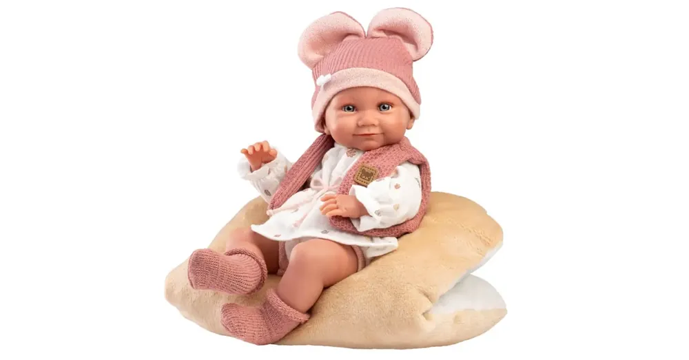 Llorens Nica újszülött lány baba puha párnával 38 cm Kedvezményes ár