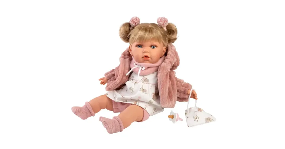 Llorens Júlia 42 cm-es síró baba cumival rózsaszín kabátban Vásárlói kedvenc