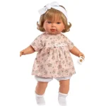Llorens Carla 42 cm-es síró baba virágos ruhában fejpánttal Kedvezmény