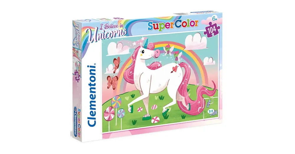 Biztonságos vásárlás Hiszek az Unikornisokban Supercolor puzzle 104 db-os – Clementoni