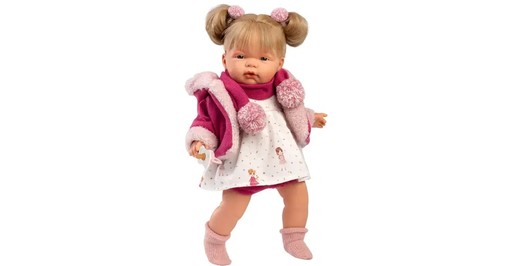 Kihagyhatatlan ajánlat Llorens Joelle 38 cm-es síró baba cumival rózsaszín kabátban
