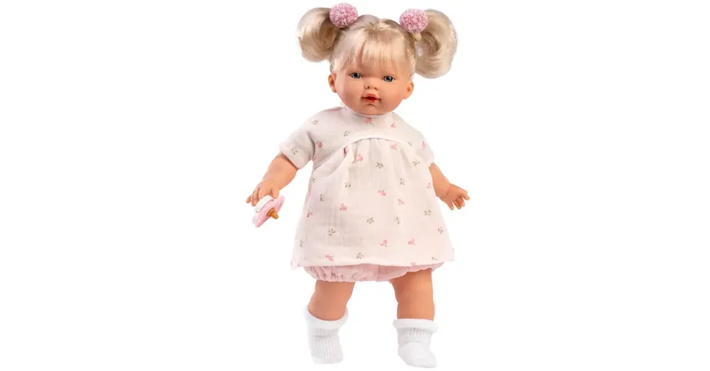 Llorens Roberta 33 cm-es síró baba cumival virágos ruhában Alacsony ár